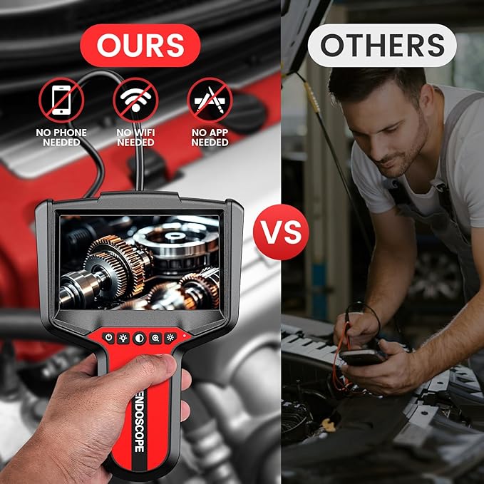 Endoscope Camera with Light: 5" Dual-Lens Inspection Borescope Camera - Image 5