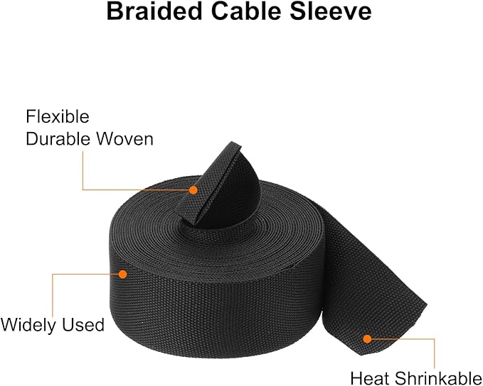 MECCANIXITY Braided Cable Sleeves Heat Shrinkable Fabric Sleeving, 1 1/4" 26ft - Image 4