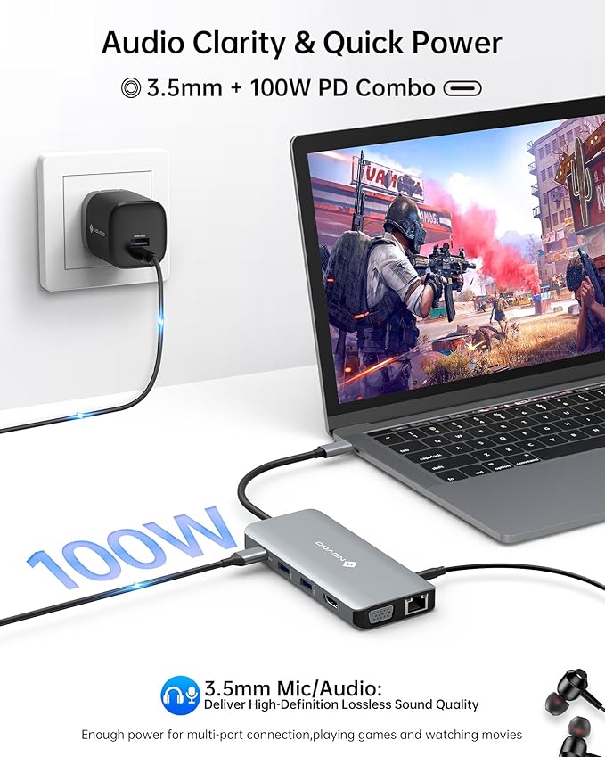 NOVOO USB C Hub, 11-in-1 Docking Station Multiport Adapter - Image 6
