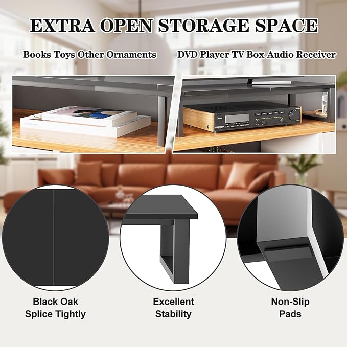 aboxoo 47" TV Riser with Light for 32-60 inch TV, TV Riser Stand Shelf - Image 5