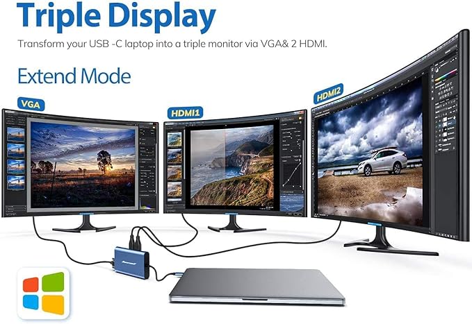 Hiearcool USB C Docking Station Dual Monitor, 11 in 1 Triple Display USB C - Image 3