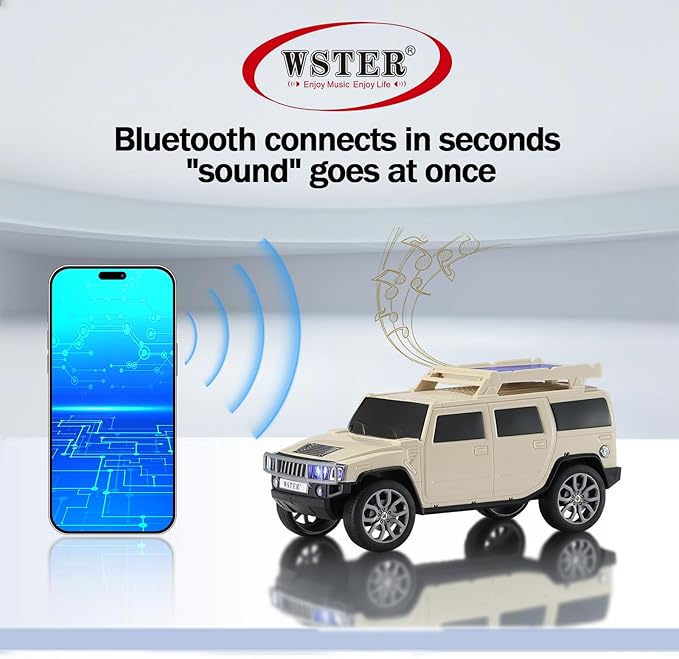 WSTER WS-696 Solar Bluetooth Replica Speaker – Portable Modern Off-Road Car - Image 7