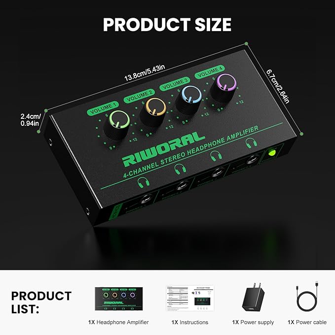 Riworal 4 Channels Headphone Amplifier - Image 7