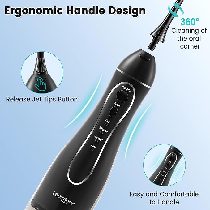 Leominor Water Flosser Pick for Teeth, 300ML Portable Oral Irrigator Upgraded - Image 9