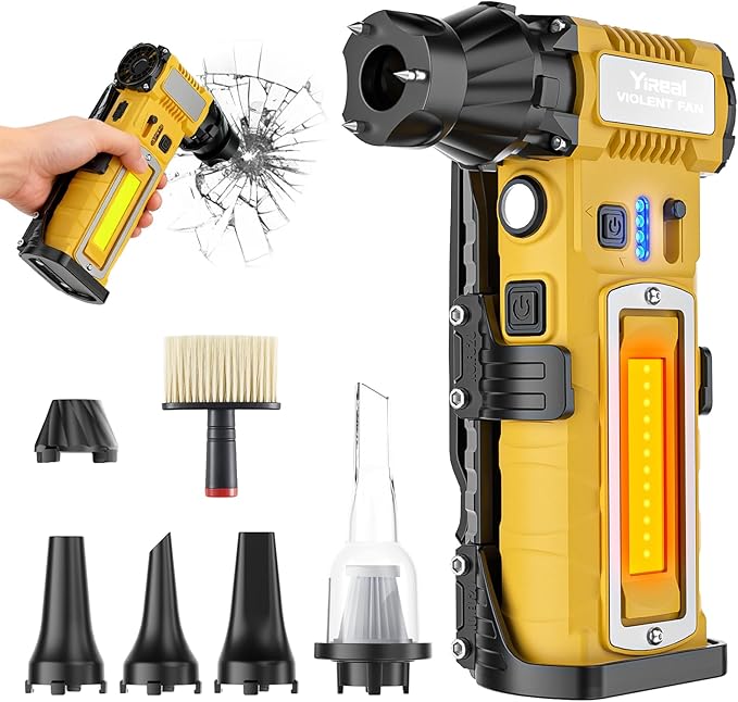 Compressed Air Duster 300000RPM 8000mAh, 6-in-1 Electric Mini Air Blower by YIREAL