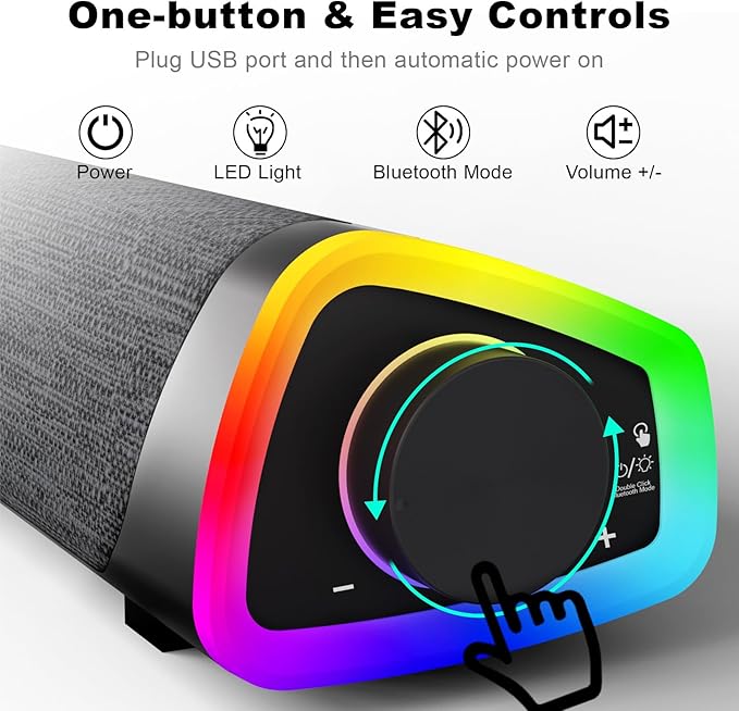 SOULION R30 Plus Bluetooth Computer Speakers, All-in-One Control Button - Image 3