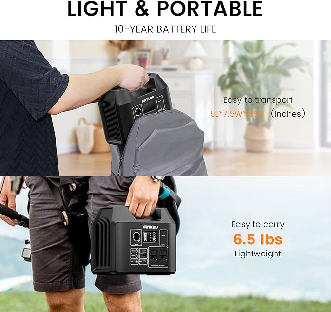 SinKeu Portable Power Station 80000mAh, 256Wh LiFePO4 Battery Backup, 300W AC - Image 3