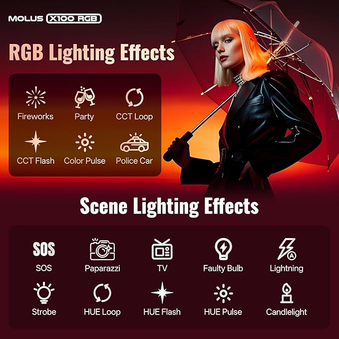 ZHIYUN MOLUS X100 RGB PRO 100W Video Light V2 Upgraded Version Professional - Image 9