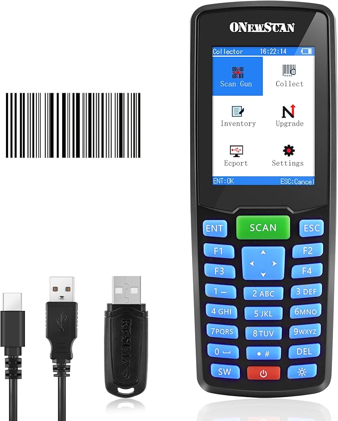 Inventory Scanner, Wireless Barcode Scanner Portable 1D Handheld Bar Code by onewscan