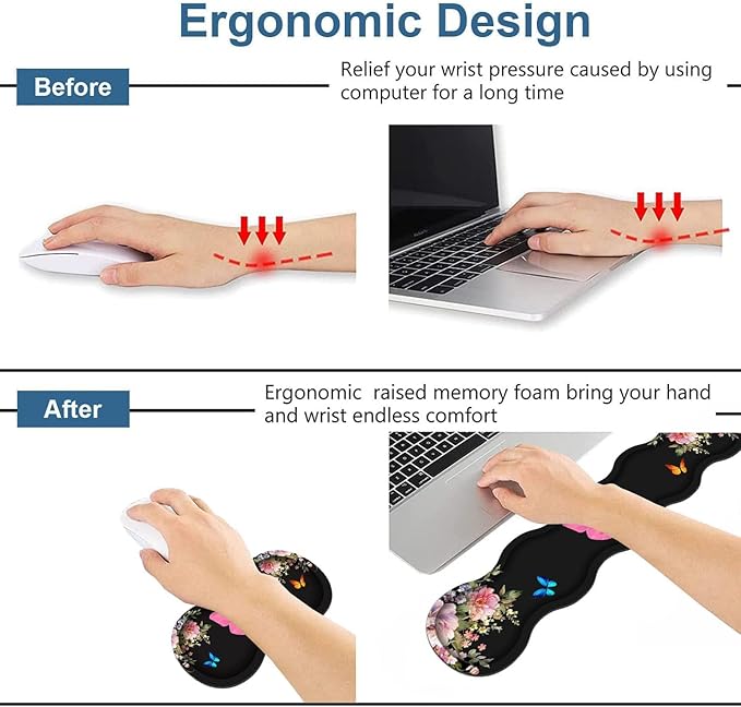 Ergonomic Keyboard Wrist Rest & Mouse Pad Wrist Rest Set, Butterfly Quote Bible - Image 3