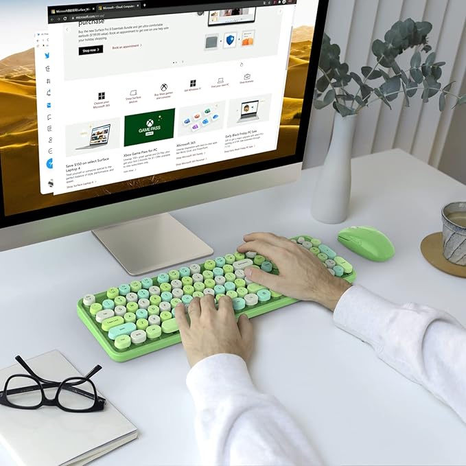 MOFII Wireless Keyboard and Mouse Combo, 2.4GHz Retro Full Size Typewriter - Image 6