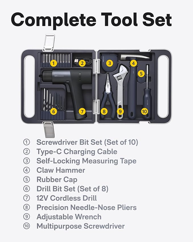HOTO Cordless Brushless Drill Tool Set, Variable Speed, Hidden Buckle, Unique - Image 8