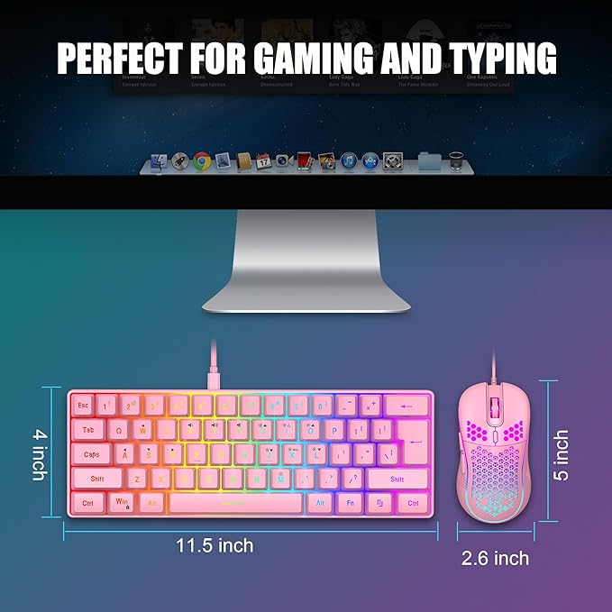 RedThunder 60% Gaming Keyboard and Mouse Combo, Ultra-Compact 61 Keys RGB - Image 6