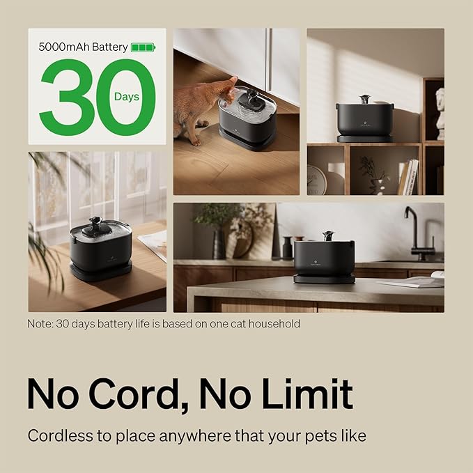Bundle of PETLIBRO Cat Water Fountain, Cordless Pet Water Fountain Battery - Image 2