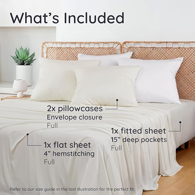 Bambaw 100% Viscose Derived from Bamboo Sheets Full Size Set – 4pcs Cooling - Image 2