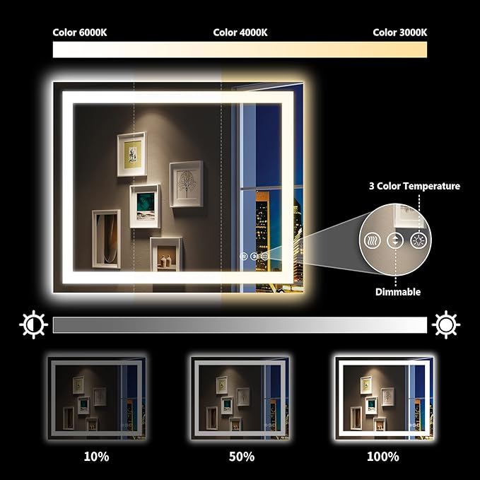 YEELAIT 48x36 Inch LED Bathroom Mirror - Image 4