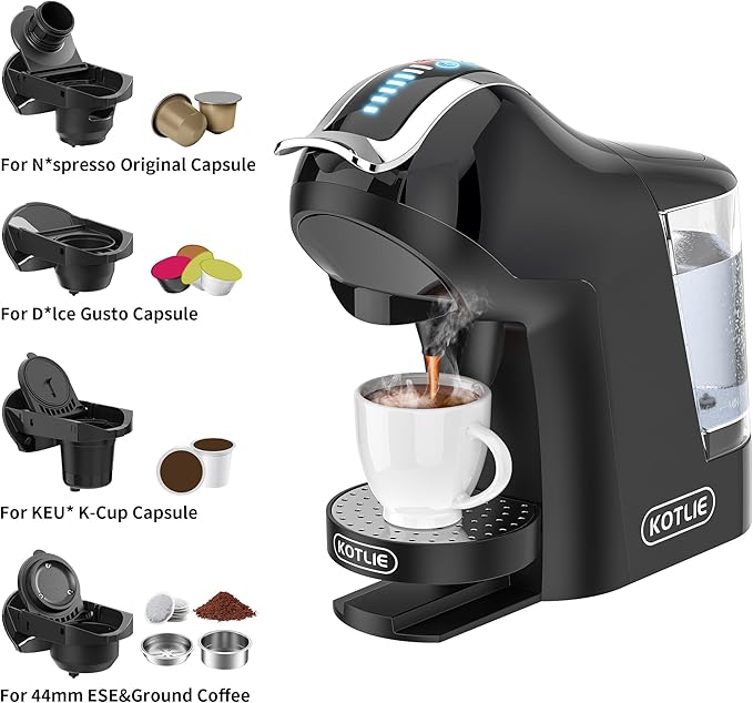 KOTLIE Single Cup Coffee Maker, 4 Temperature Settings, 7 Water Volume Levels - Image 2