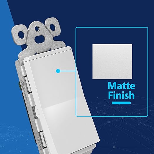 LIDER White Minimalist Decorator Switch, Frameless Light Switch, On/Off Rocker - Image 2