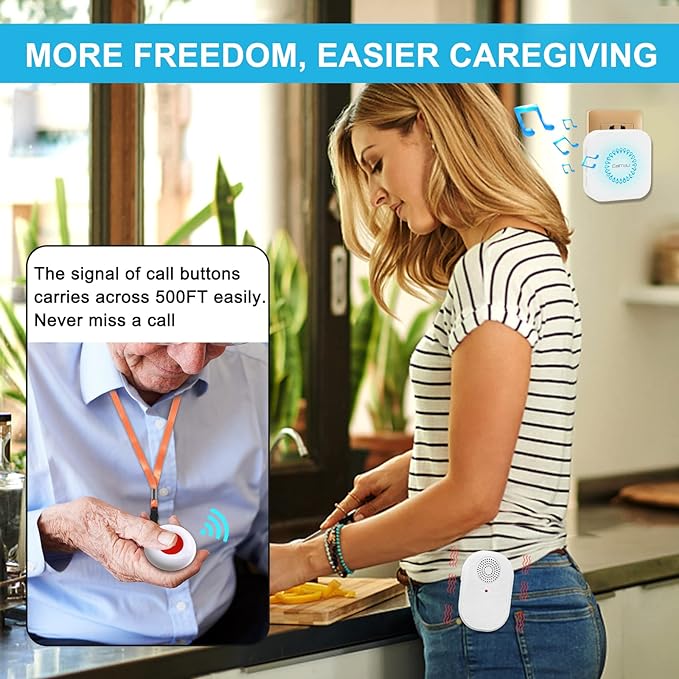 CallToU Caregiver Pager Call Button Elderly Wireless Call Button Vibration - Image 2