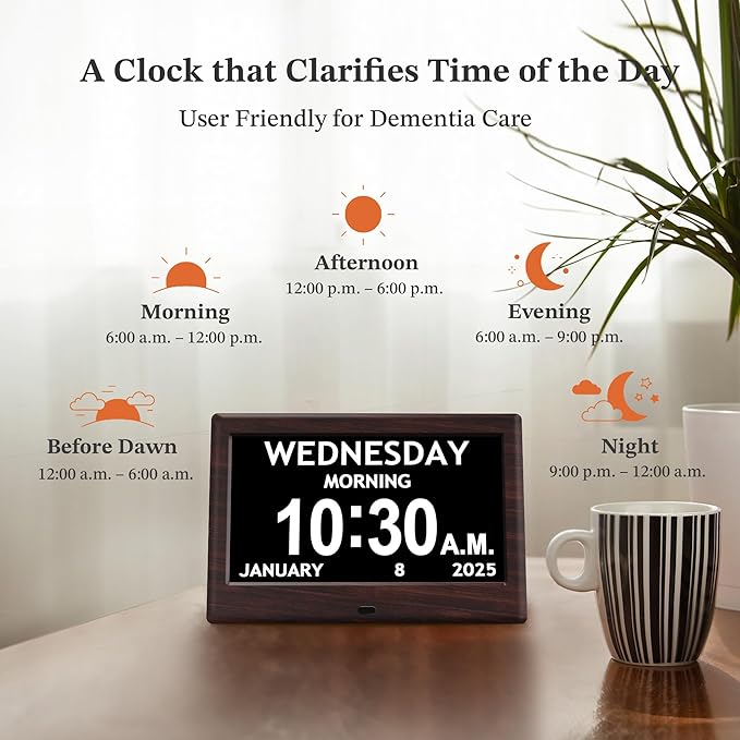 7'' Digital Clocks, 12 Reminders & 6 Alarms, Dementia Clock - Image 6