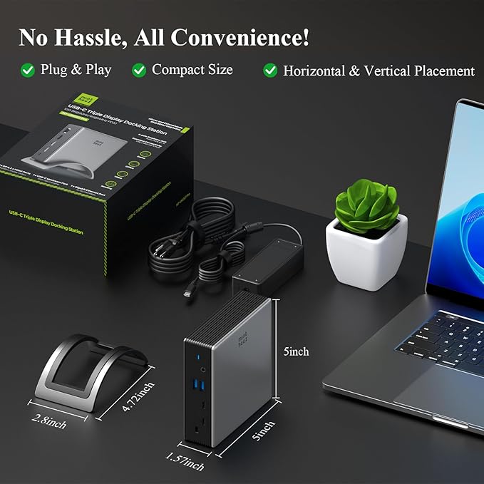 USB C Docking Station, Minthouz PD3.1 Docking Station 3 Monitorswith 4K@144Hz - Image 9