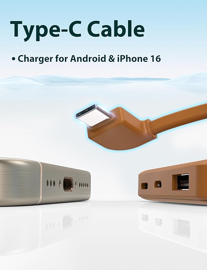 miisso 6000mah Ultra Slim Built in Cables Power Bank, Card Size Built in USB C - Image 6
