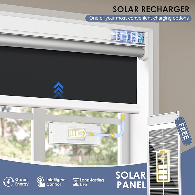 Motorized Roller Blinds with Remote Control & Solar Panel - Image 4