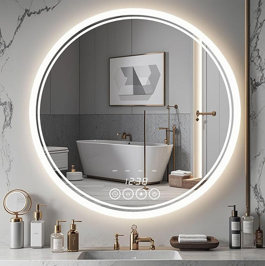 Wall-Mounted Round Bathroom Mirror by LIGHTINGUPYOURBEAUTY