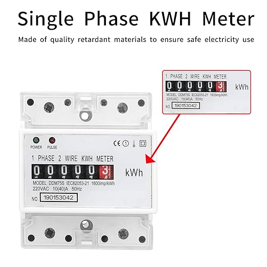 Electric Meter, Single Phase 4P LED DIN-Rail Electricity Power Consumption - Image 4