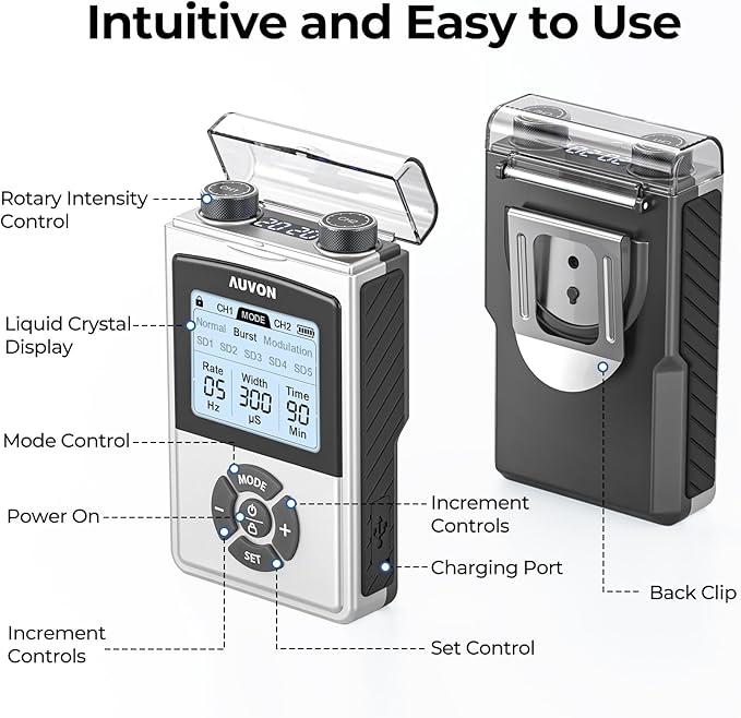 AUVON Rechargeable Digital TENS Unit Muscle Stimulator - Image 8