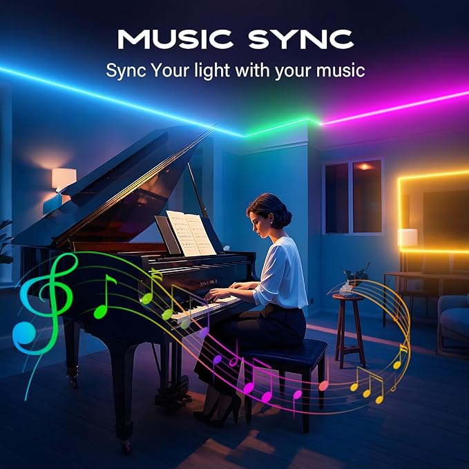 CHARKEE 130ft LED Strips Lights Full Color Sync Music, Dimmable and Color - Image 4