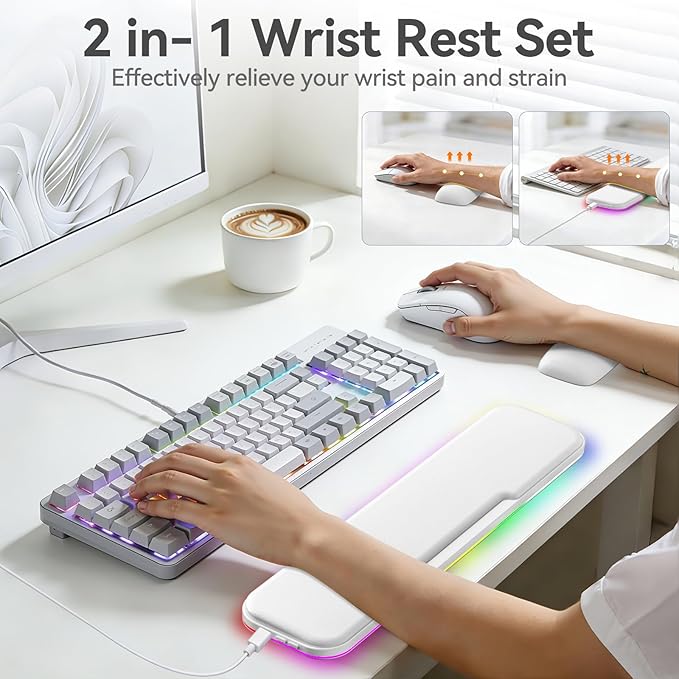 KONDOUND 2-in-1 Heated Wrist Rest Set, Ergonomic Memory Wrist Pad - Image 2