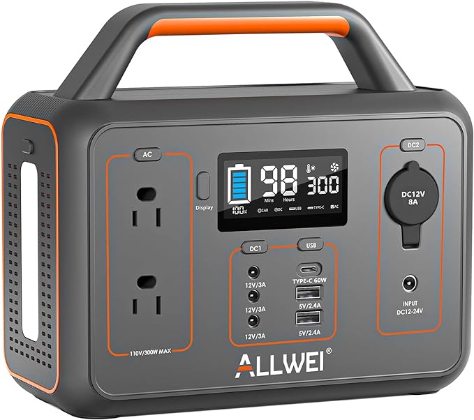 ALLWEI Portable Power Station 300W, 280Wh Solar Generator by ALLWEI