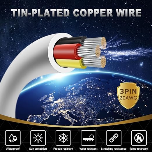 DEKIEVALE 20 Gauge 3 Conductor Electrical Wire, 32.8FT White Stranded Low - Image 2