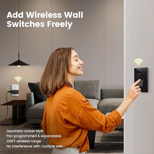 SURAIELEC Remote Control Outlet, Wireless Light Switch, Decorator Rocker Wall - Image 2