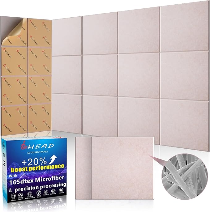 BSHEAD 15 pcs 165dtex Microfiber Acoustic Panels ，Self-Adhesive Soundproof Wall by Staytunedforournewproduct