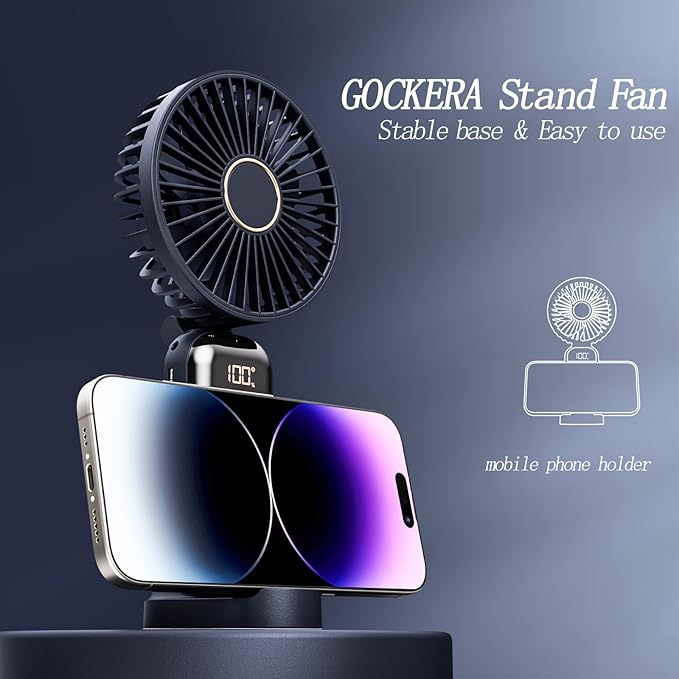 GOCKERA Portable Fan, 4200mAh Battery Operated Fan, 5 Speeds&Digital Display - Image 5