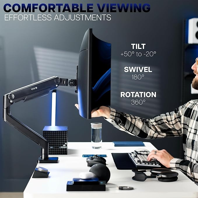 VIVO Heavy Duty Aluminum Ultrawide Monitor Tension Arm - Image 5