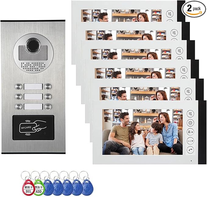 Wired Video Multifamily Apartment Intercom System, 2/3/4/6/8/10/12 Units 7 inch by ANJIELOSMART