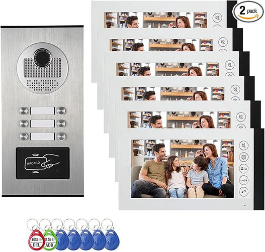 Wired Video Multifamily Apartment Intercom System, 2/3/4/6/8/10/12 Units 7 inch by ANJIELOSMART