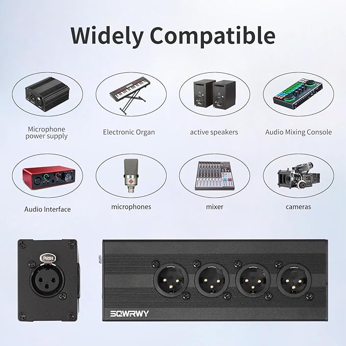 SQWRWY XLR 1 Female to 4 Male Passive Splitter | 4-Channel Galvanic Distribution - Image 5