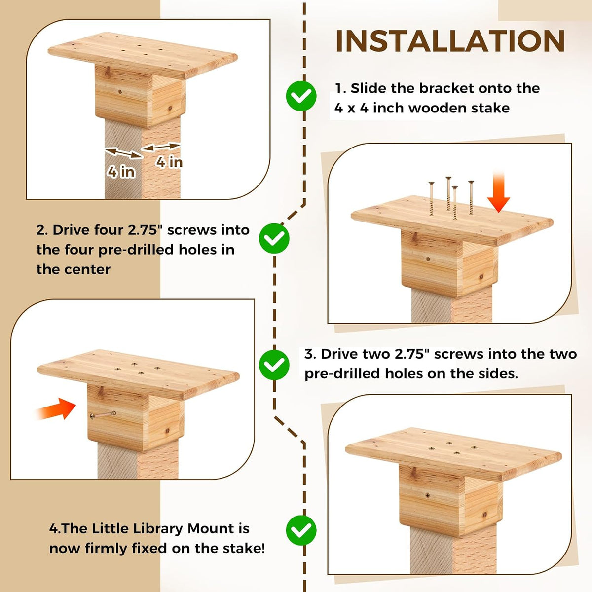 threehoney outdoor little library mount 14x8x5.91 inch stable, side view