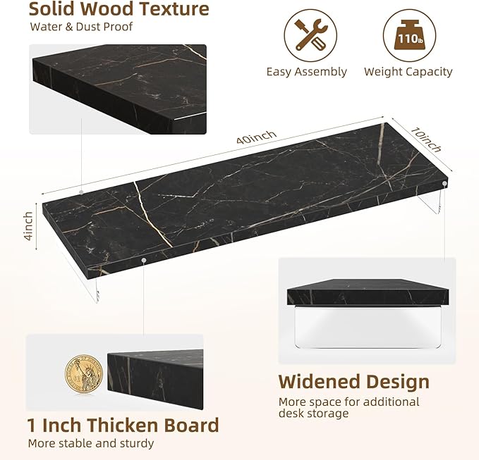 Dual Monitor Stand Riser, Wooden Desktop Organizer Shelf - Image 3