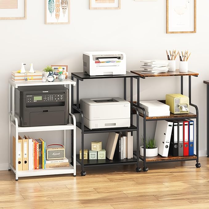 Arbuxzuy Printer Stand with Storage Shelf, 3 Tier Printer Cart with Wheels - Image 9