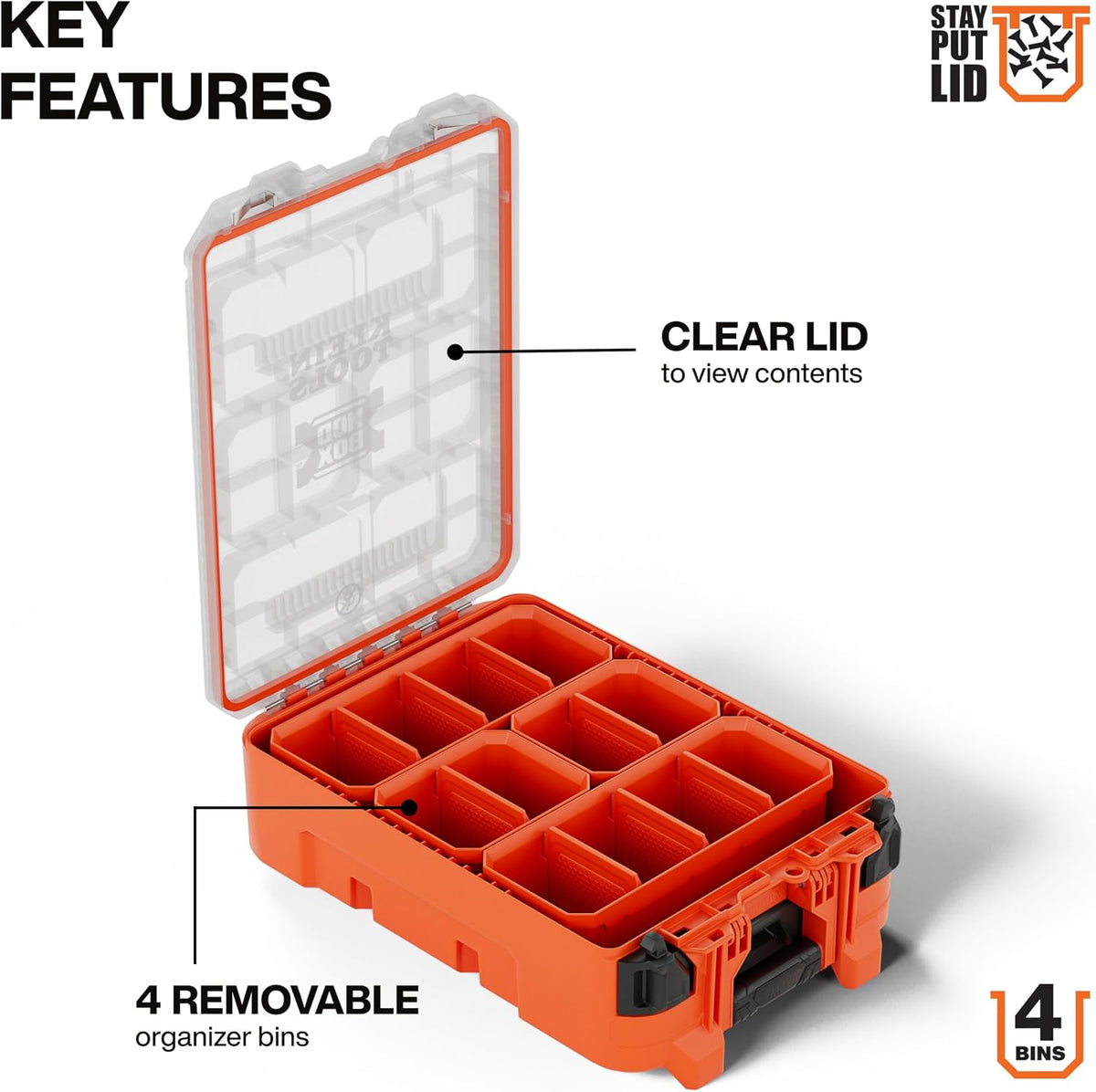 klein tools 54500mbx modbox tall compartment box, half-width, close-up detail
