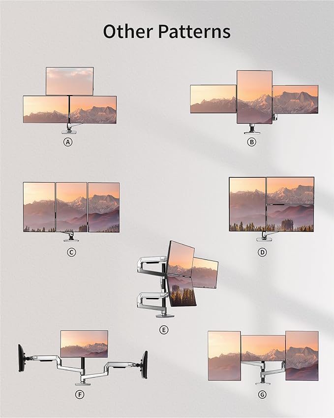 Ergounion Triple Monitor Mount, Holds Screens up to 40 Inches and 25 lbs - Image 7