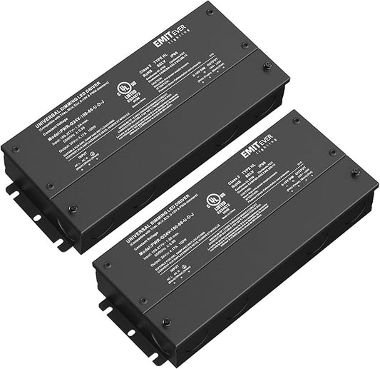 EMITEVER Dimmable Led Driver, 2 Packs 100W AC 110V-277V to DC 24V Transformer by EMITEVER