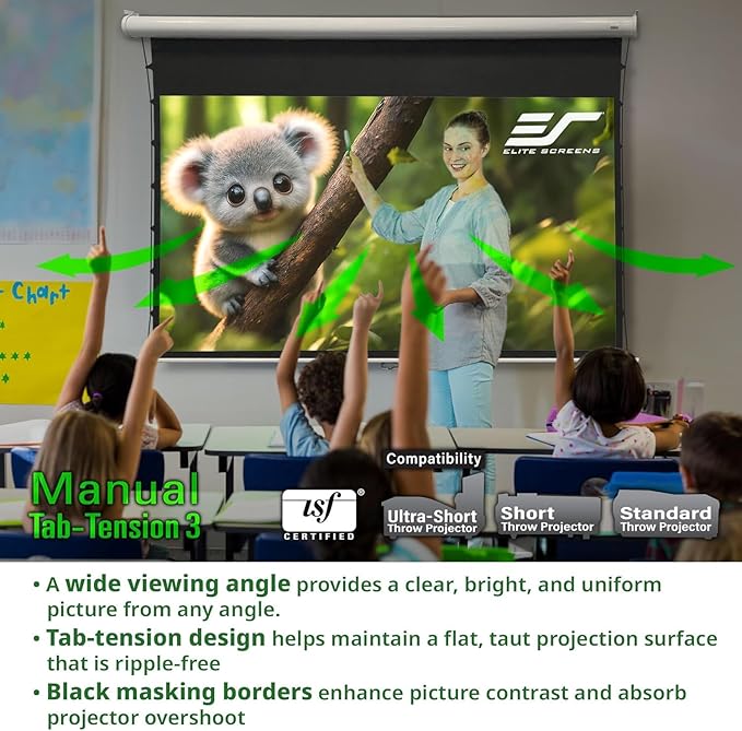Elite Screens Manual Tab-Tension 3, 110-INCH - Image 5