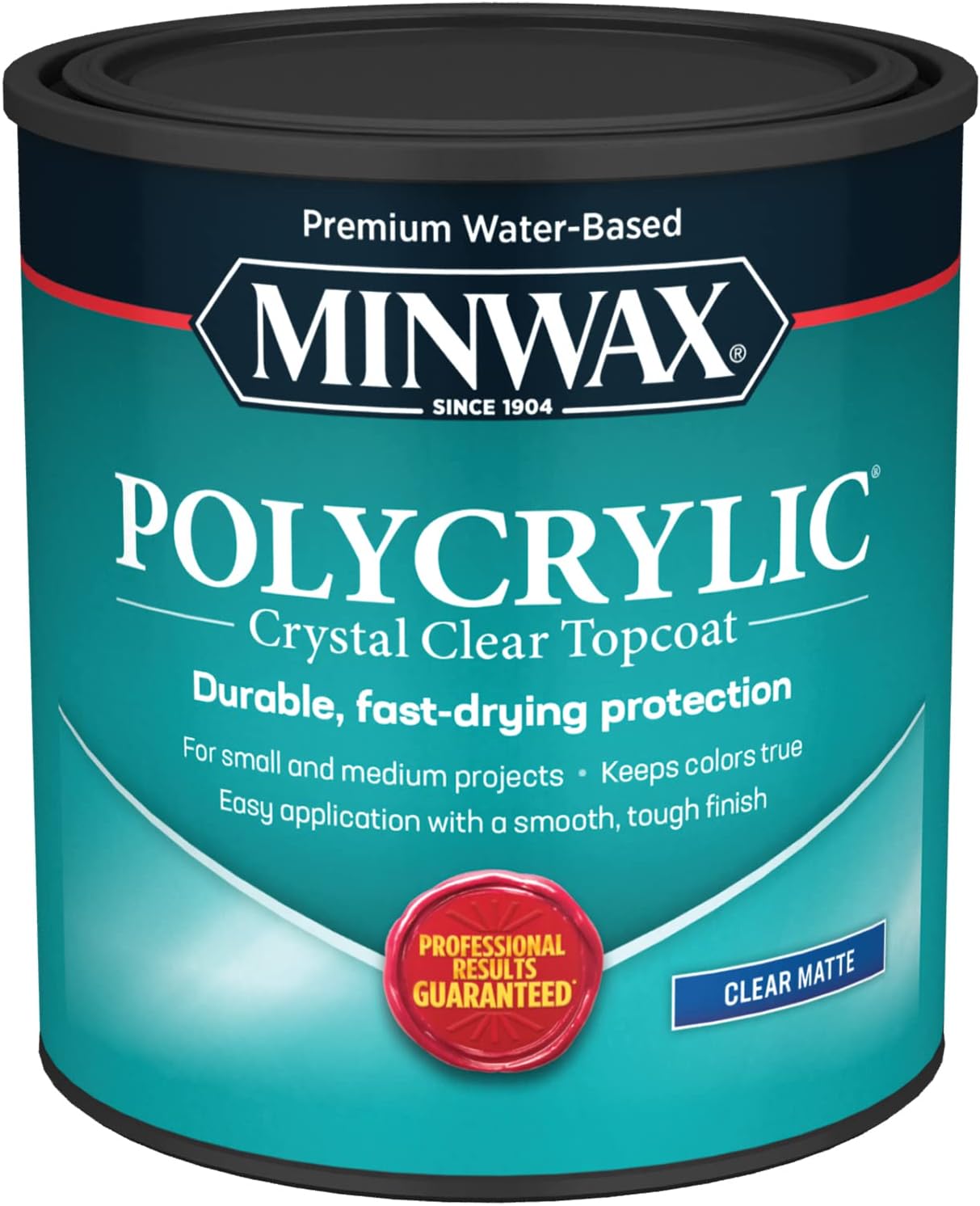 Minwax 622224444 Polycrylic Protective Wood Finish, Clear Matte, 1 Quart