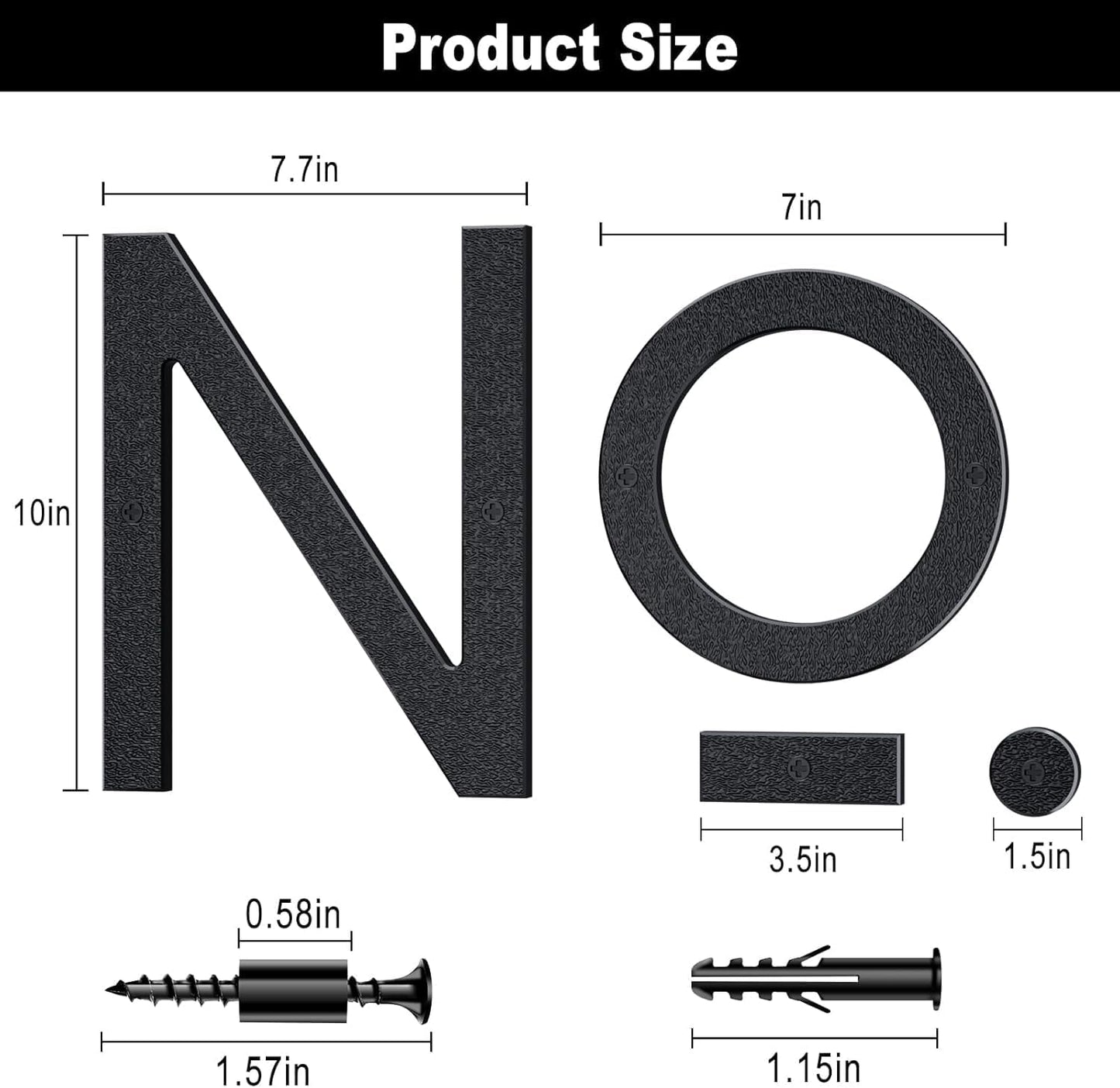 10 Inch Black House Numbers for Outside, Large Address Numbers | Floating Home Modern Outdoor House Number for Wall Street Garage Gate